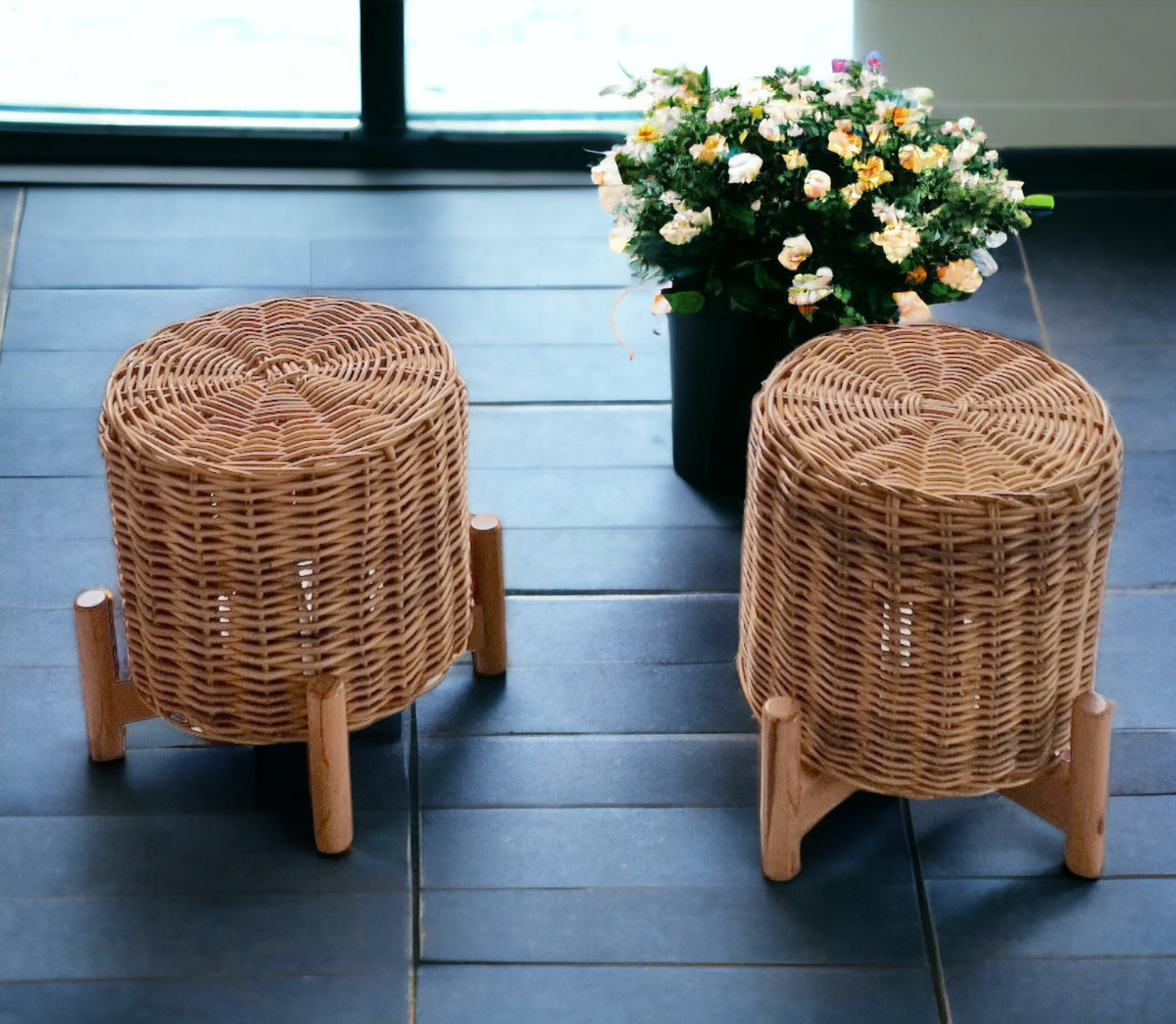 Kubu Rattan Round Ottoman