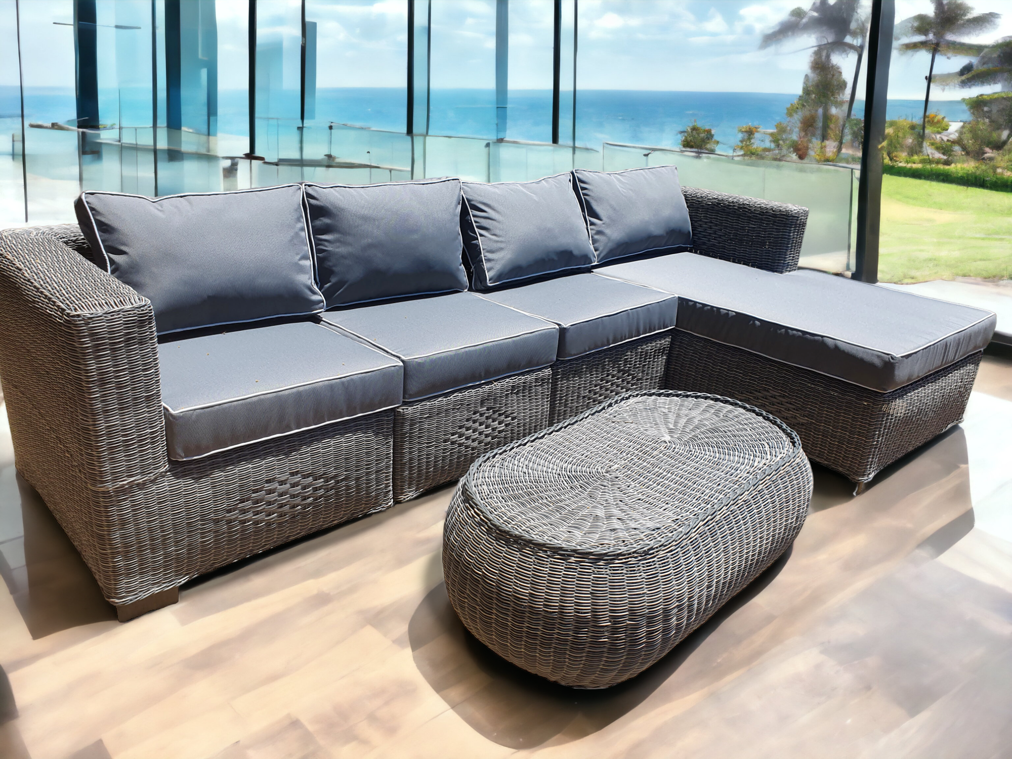 Outdoor Furniture L-Shaped Modular 6-Seater set Flat-top design