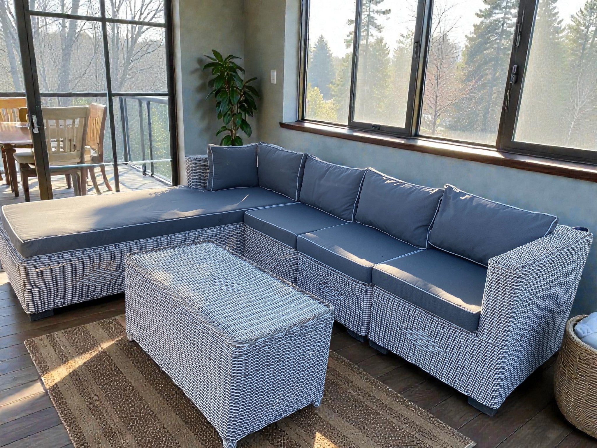 Outdoor Furniture L-Shaped Modular 6-seater set Flat- top design