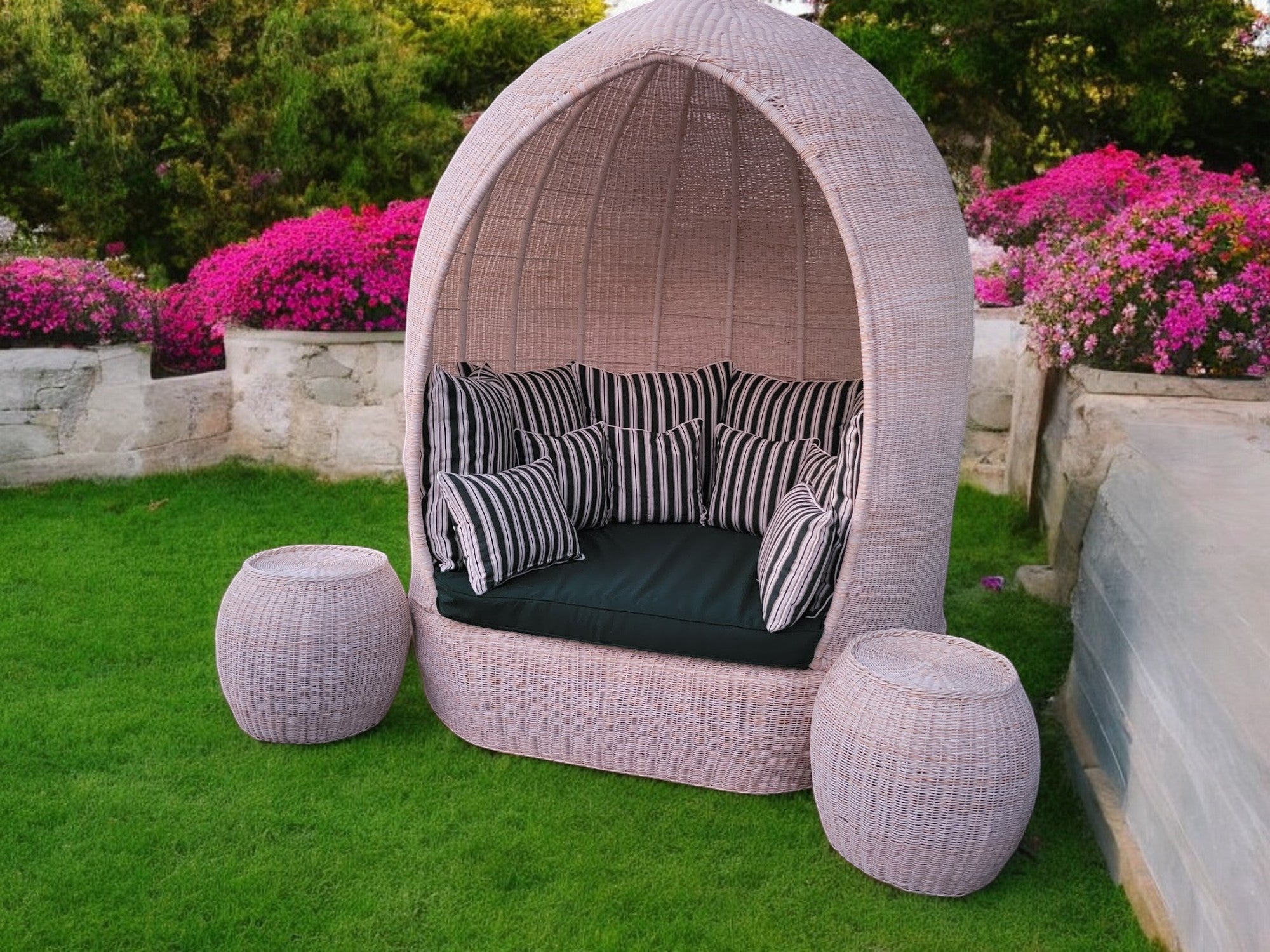 Outdoor daybed egg house design 2 and side tables