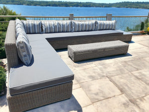 Outdoor Furniture L-shaped corner sofa and Glass table